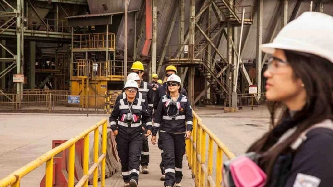 Mujeres en actividad minera representando al Sindicato de Mujeres Mineras Argentinas