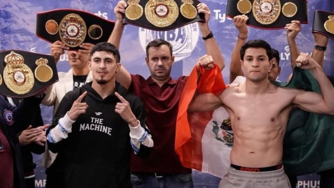 Josué Agüero durante el pesaje previo al combate en Chile