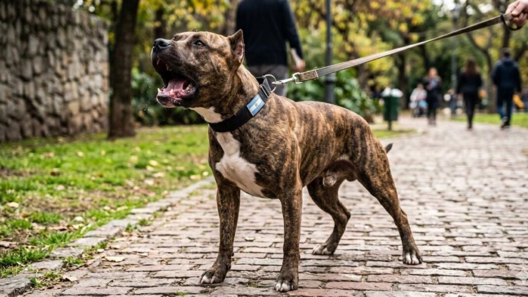 Ilustración de perro y silueta de persona, representando el incidente ocurrido en Puerto Madryn.
