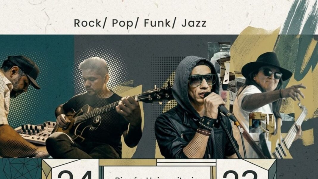 Artistas en el escenario del Rincón Universitario de Catamarca durante un concierto.