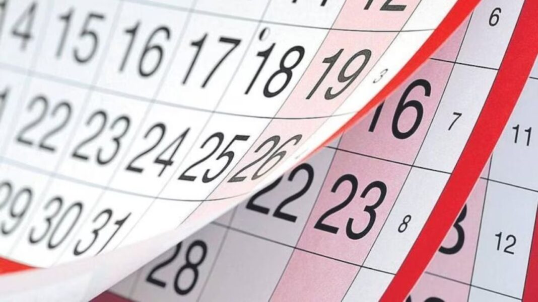 Calendario 2026 con feriados marcados en Argentina