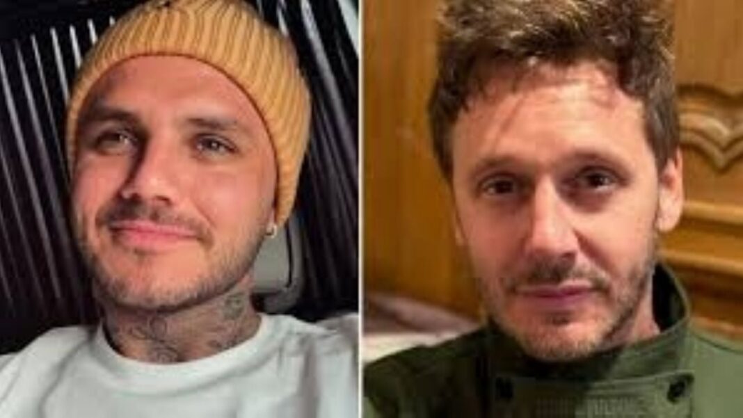 Mauro Icardi junto al hijo menor de la China Suárez en un evento deportivo
