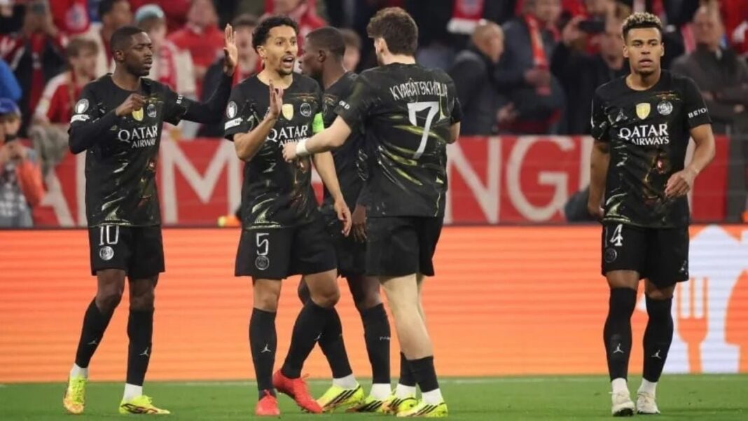 Jugadores del PSG celebrando la clasificación a la final de la Champions League