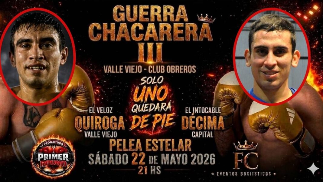 Cartel promocional del combate Quiroga vs Décima en Guerra Chacarera III