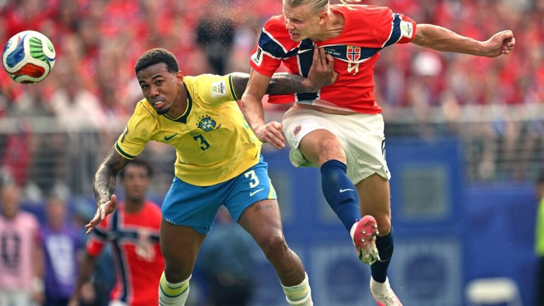 Erling Haaland celebra un gol durante el partido entre Noruega y Brasil por los octavos de final del Mundial 2026