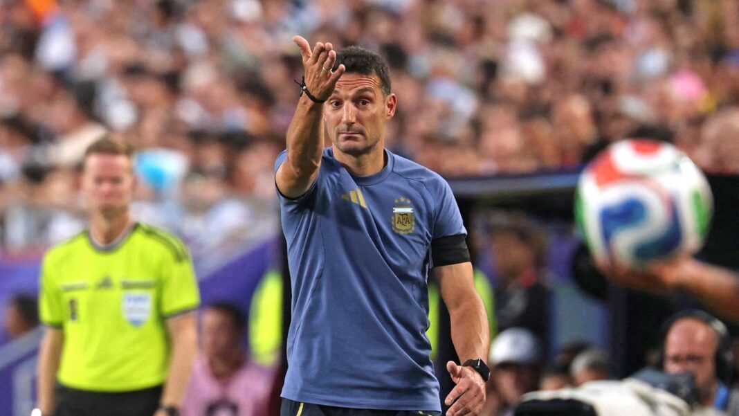 Lionel Scaloni en conferencia de prensa tras el partido contra Suiza