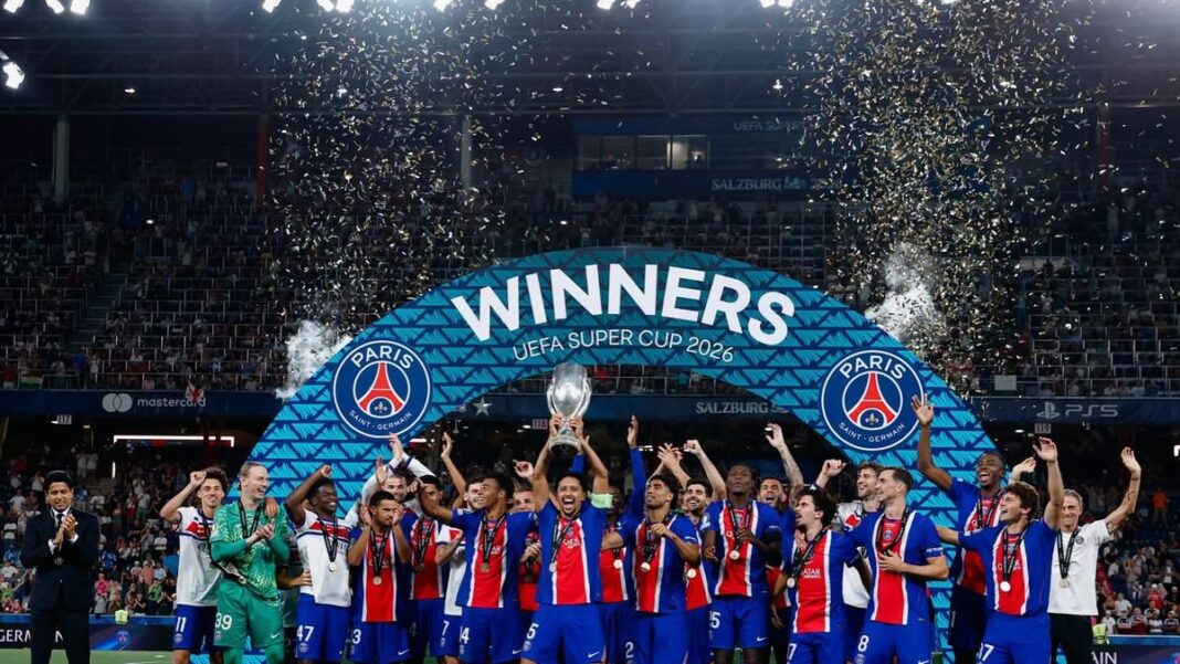 Celebración del PSG tras ganar la Supercopa de Europa