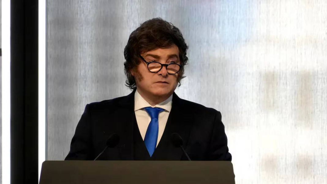Javier Milei durante un discurso