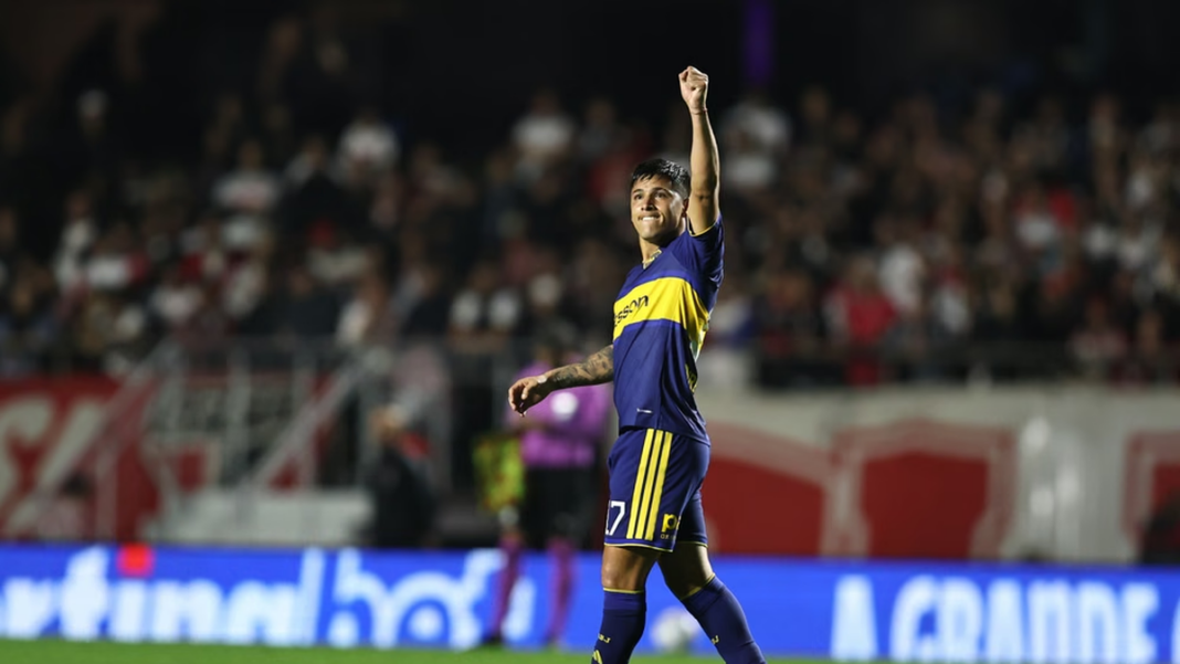Jugadores de Boca celebrando la clasificación a semifinales de la Copa Sudamericana