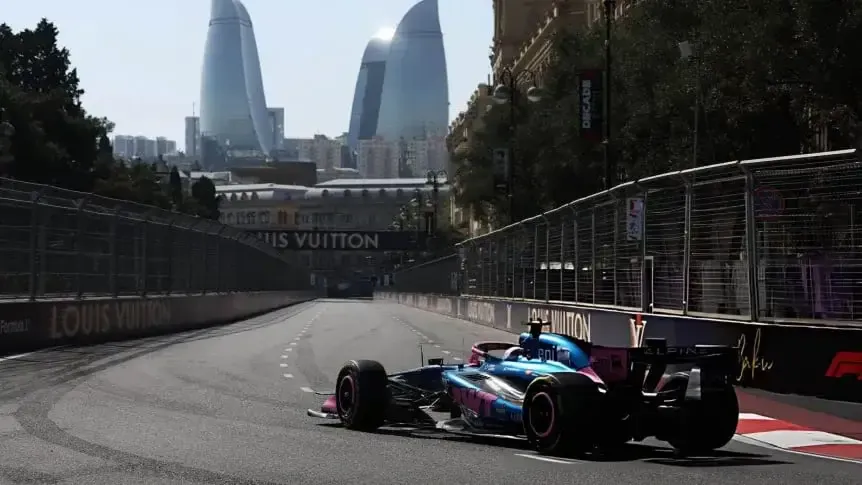 Franco Colapinto en su monoplaza de Alpine durante la práctica libre del GP de Azerbaiyán