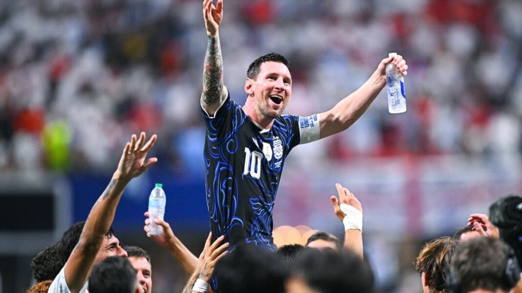 Lionel Messi durante un partido con la Selección argentina