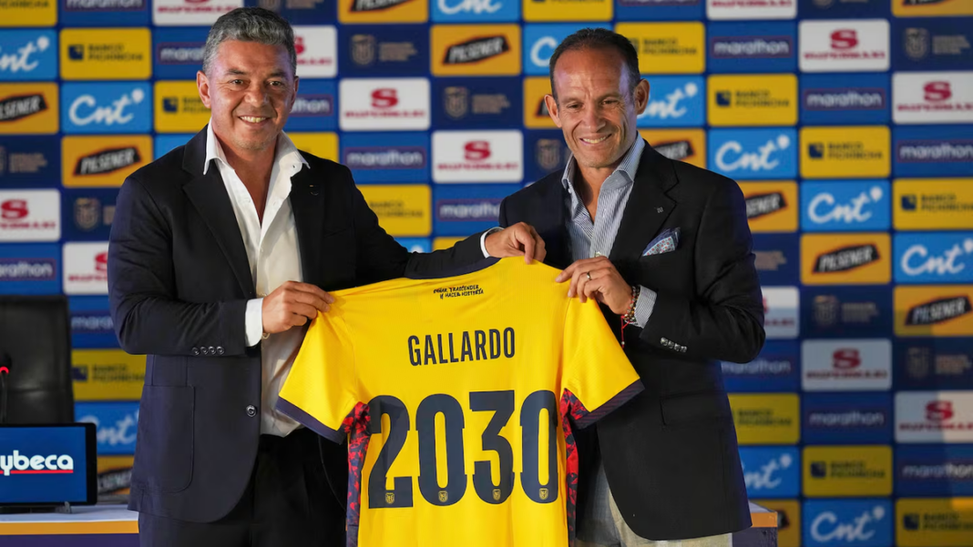 Marcelo Gallardo en su debut como entrenador de la Selección de Ecuador