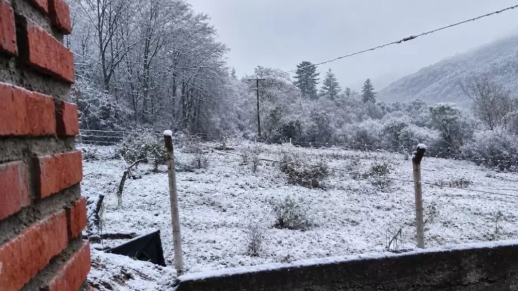 Paisaje con nieve en una localidad de Catamarca