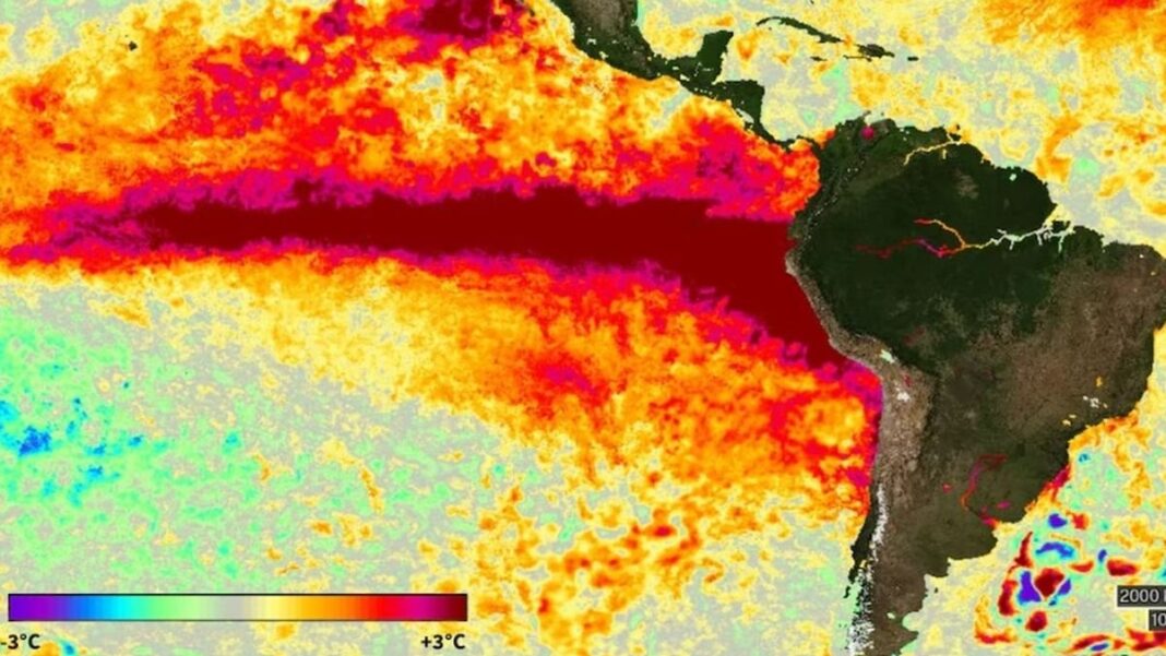 Mapa del fenómeno de El Niño en el Pacífico