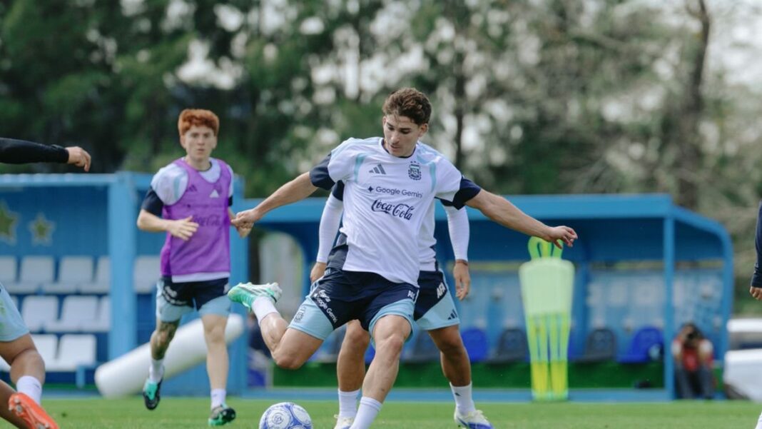 Lionel Scaloni durante una práctica de la Selección argentina en Ezeiza