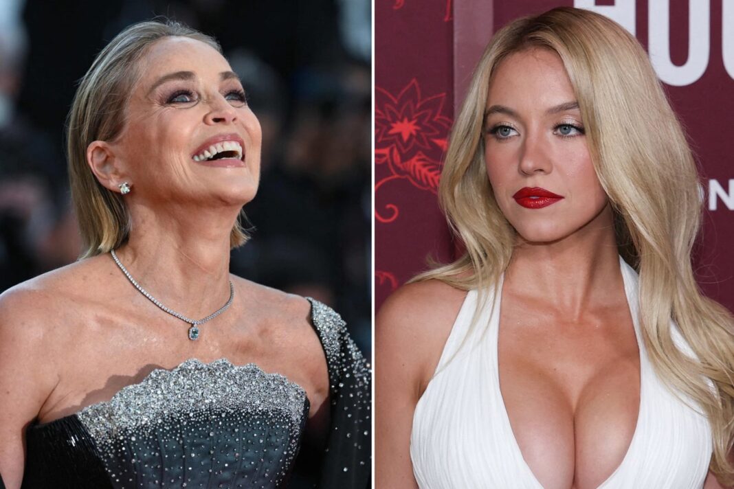 Sharon Stone y Sydney Sweeney en una alfombra roja