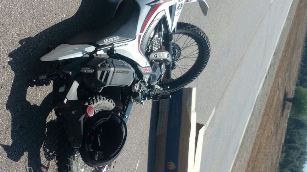 Motocicleta accidentada en la Ruta Nacional 38, en Capayán, Catamarca