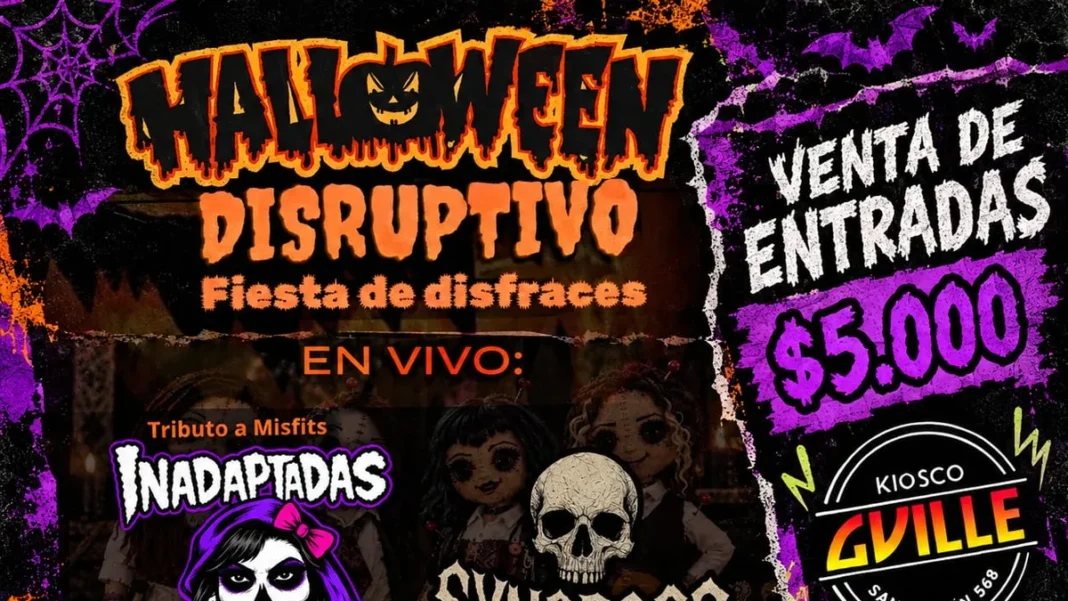 Flyer del evento Halloween Disruptivo con tributo a Misfits en Parador Sur