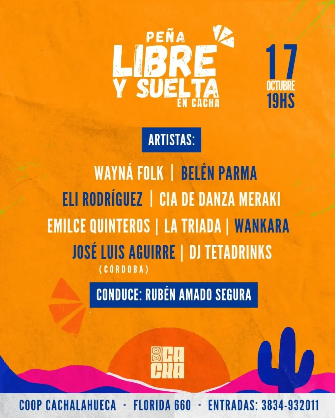 José Luis Aguirre, folklorista cordobés, en el escenario del Festival de Cosquín
