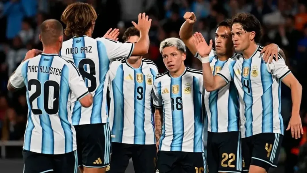 Jugadores de la Selección Argentina durante un partido